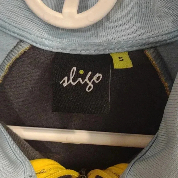 Sligo Golf men's gray light blue quarter zip long sleeve fleece lined pullover - Picture 3 of 6